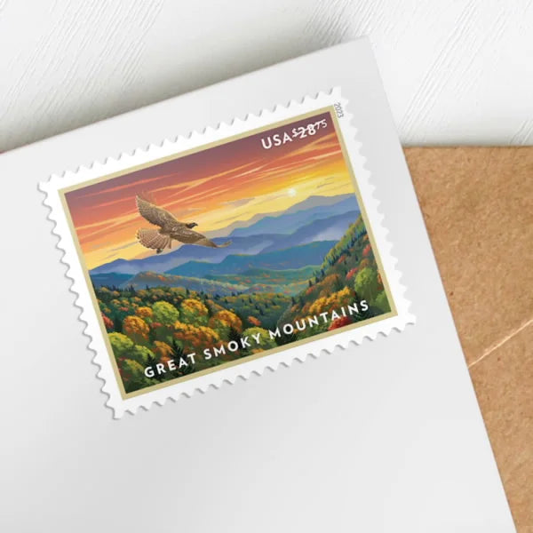 NOT Forever Stamp-2022 $28.75 Great Smoky Mountains Scenic Landscape, Priority Mail Express Rate