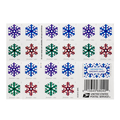 Forever Stamps 2015 Geometric Snowflakes – Holiday Celebration, First-Class Postage