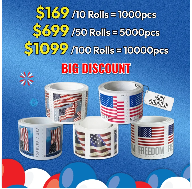 Highly Recommended: $149 for 10 Rolls(1000pcs) – 2017/2023/2024/2025 Flag