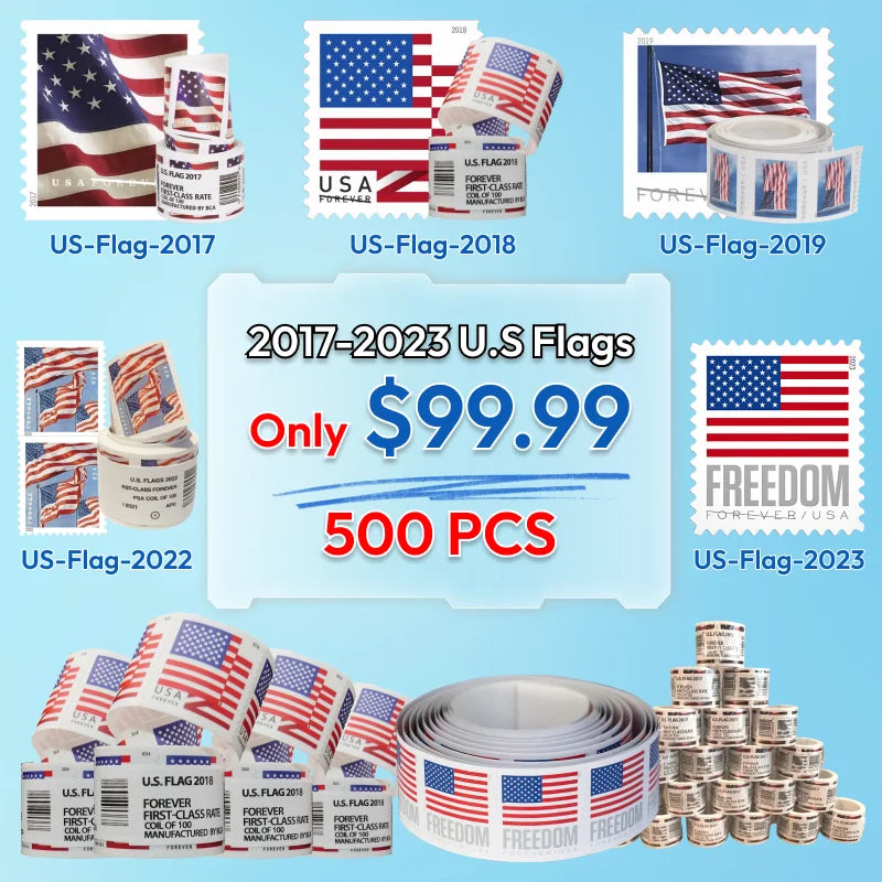 Limited Time Deal: $89.99 for 5 Rolls(500 Forever Stamps) – 2017/2023/2024/2025 Flag