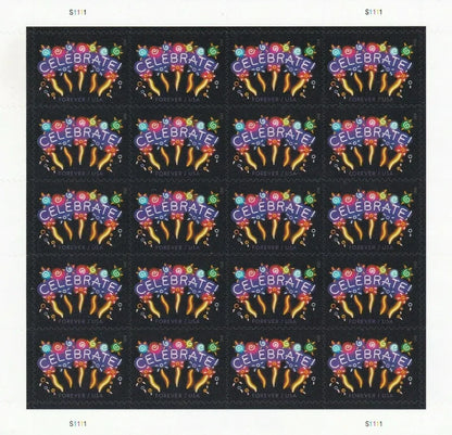 Forever Stamps 2015 Neon Celebrate – Festive Greetings, First-Class Postage