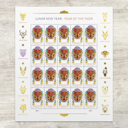 Forever Stamps 2022 Lunar New Year – Year of the Tiger, Holiday Celebration, First-Class Postage