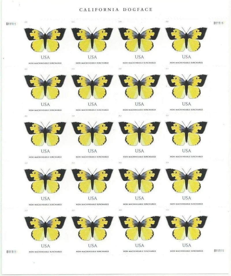 NOT Forever Stamp-$1.27 Stamps 2019 California Dogface Butterfly – Non-Machinable Surcharge, First-Class Rate