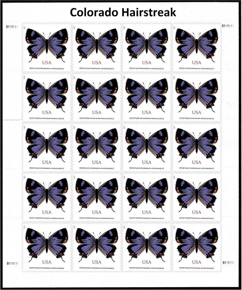 NOT Forever Stamp-$1.27 Stamps 2021 Colorado Hairstreak Butterfly – Non-Machinable Surcharge, First-Class Rate