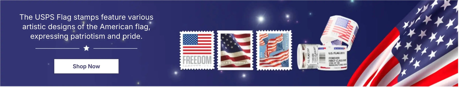 USPS Flag stamps feature artistic designs of the American flag