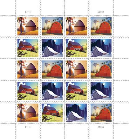 Postcard Stamps 2021 Barns – Rural America Series, Postcard Rate
