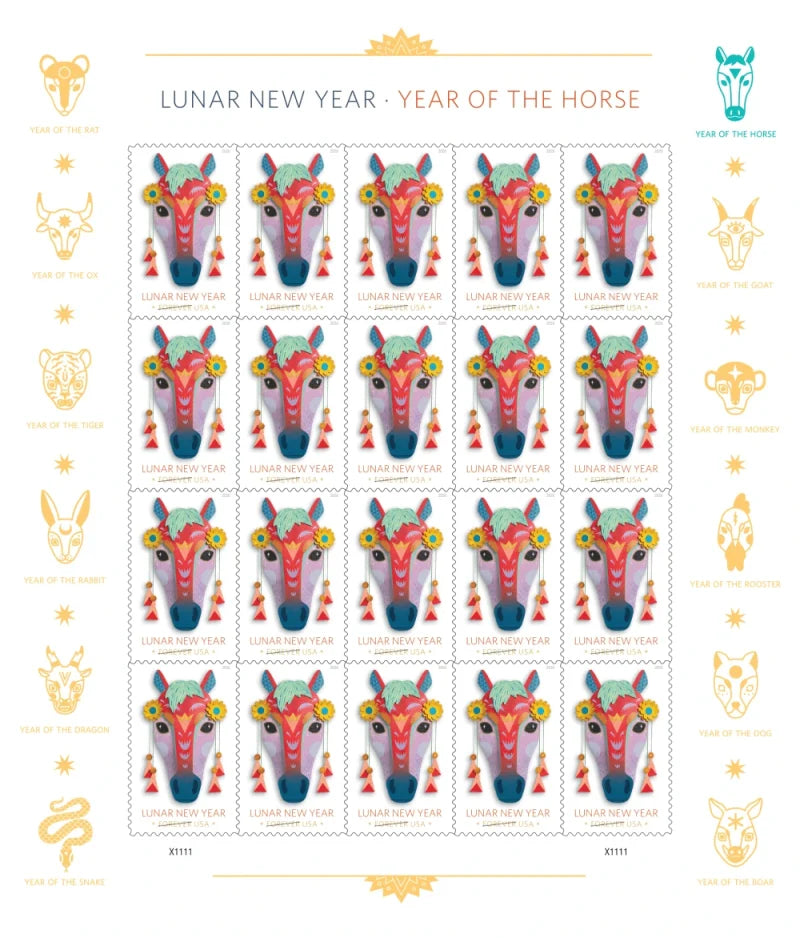 Forever Stamps 2026 Lunar New Year – Year of the Horse, Holiday Celebration, First-Class Postage