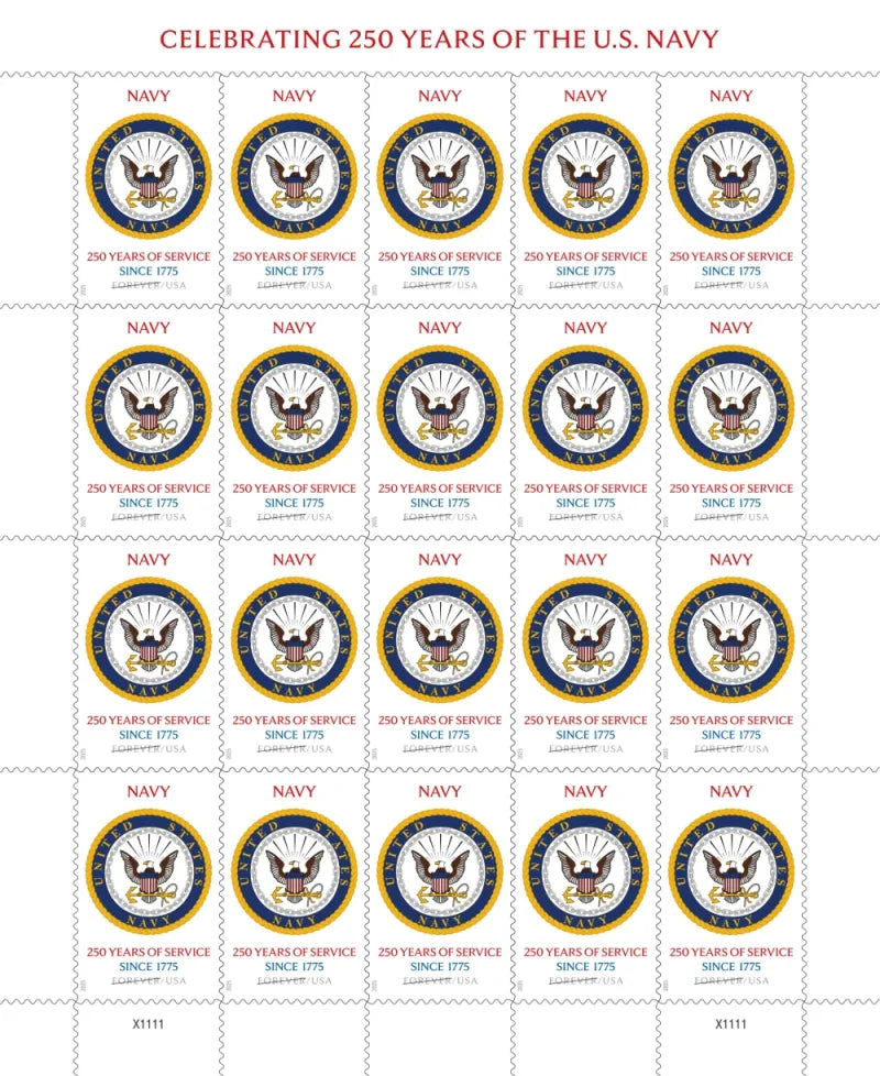 Forever Stamps 2025 Navy – 250 Years of Service, Honor & Service, First-Class Postage